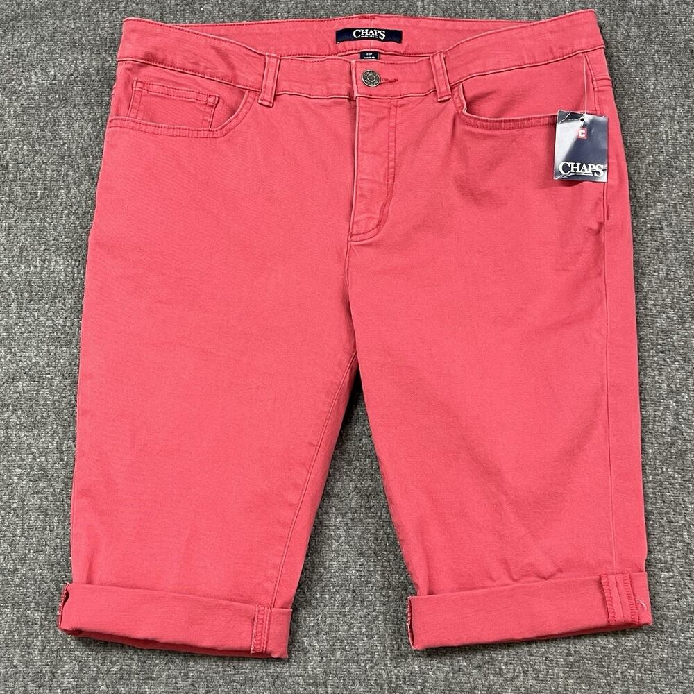 Chaps Shorts Womens 12P (32x11) Petite Salmon Roll Cuff Stretch Cotton - NEW